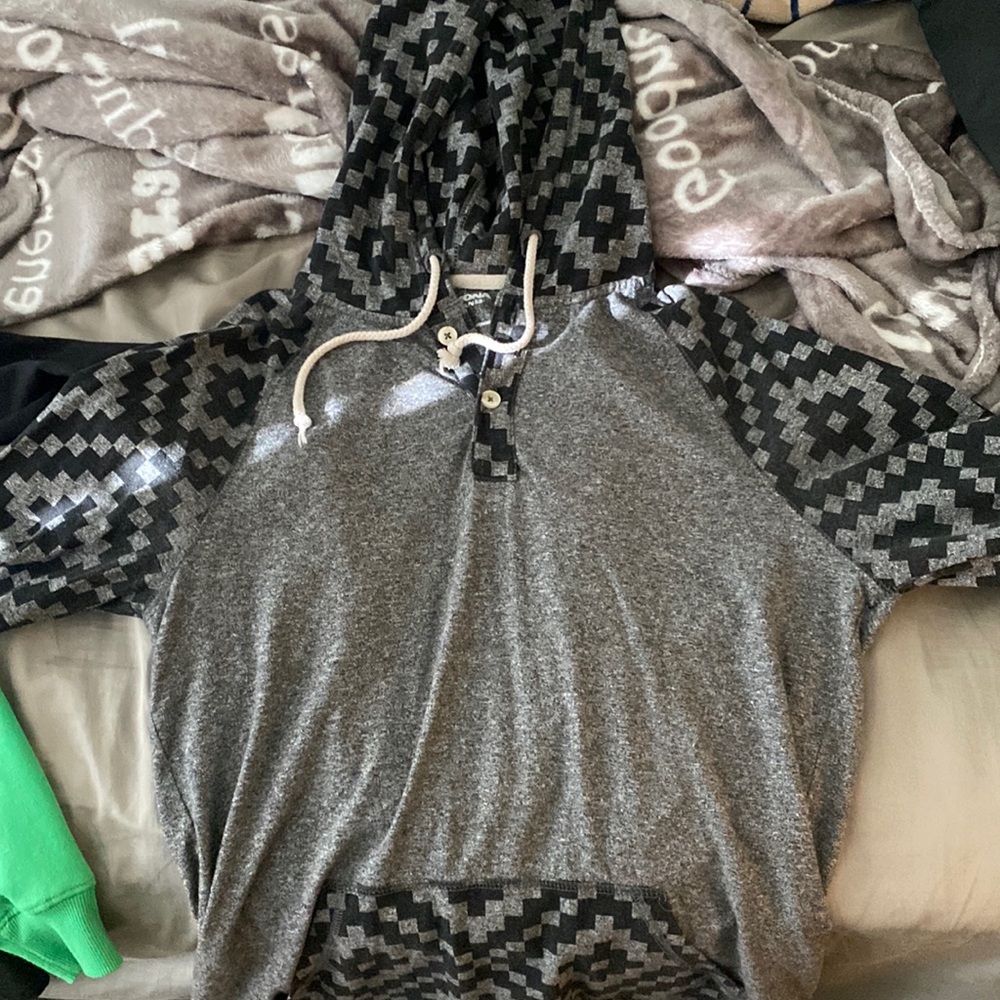 Grey and Black long sleeve hoodie